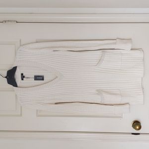 NWT. Express Woman's Cotton/wool/angora V-Neck sweater dress w/stripe patterns.